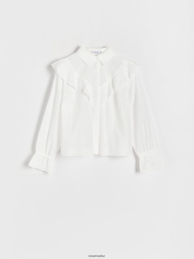 Reserved Women Embroidered Cotton Shirt P6H08T277 Apparel White