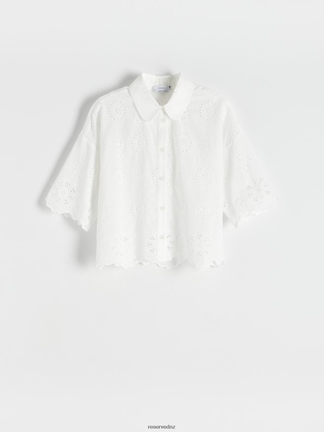 Reserved Women Openwork Shirt P6H08T66 Apparel Cream