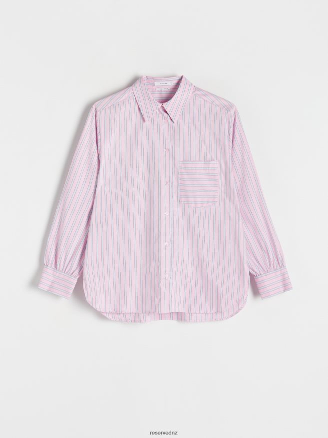 Reserved Women Oversized Cotton Shirt P6H08T135 Apparel Pink