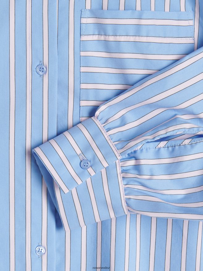 Reserved Women Oversized Cotton Shirt P6H08T309 Apparel Blue