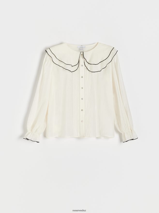 Reserved Women Shirt With Decorative Collar P6H08T37 Apparel Cream