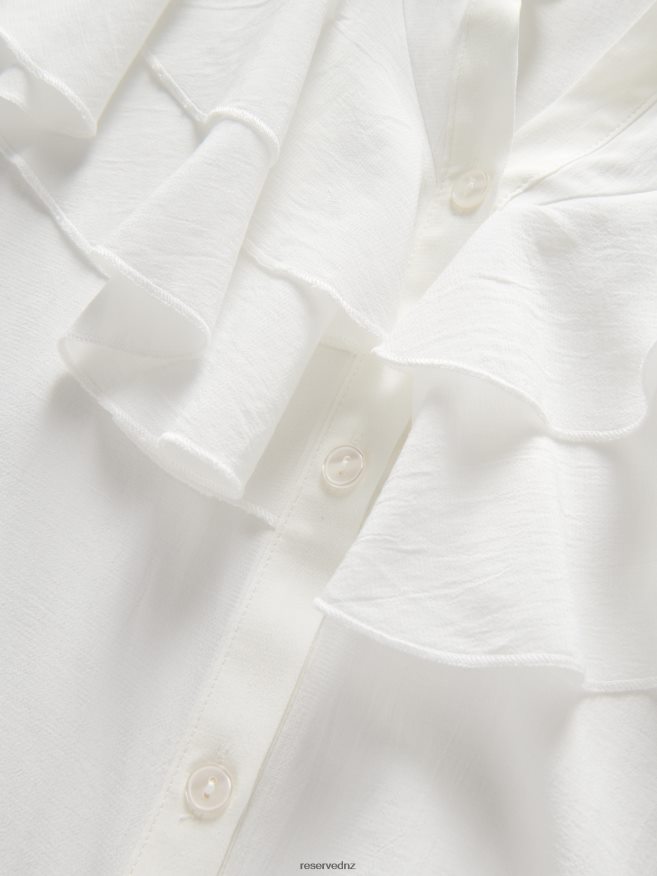 Reserved Women Shirt With Frill Detail P6H08T18 Apparel Cream