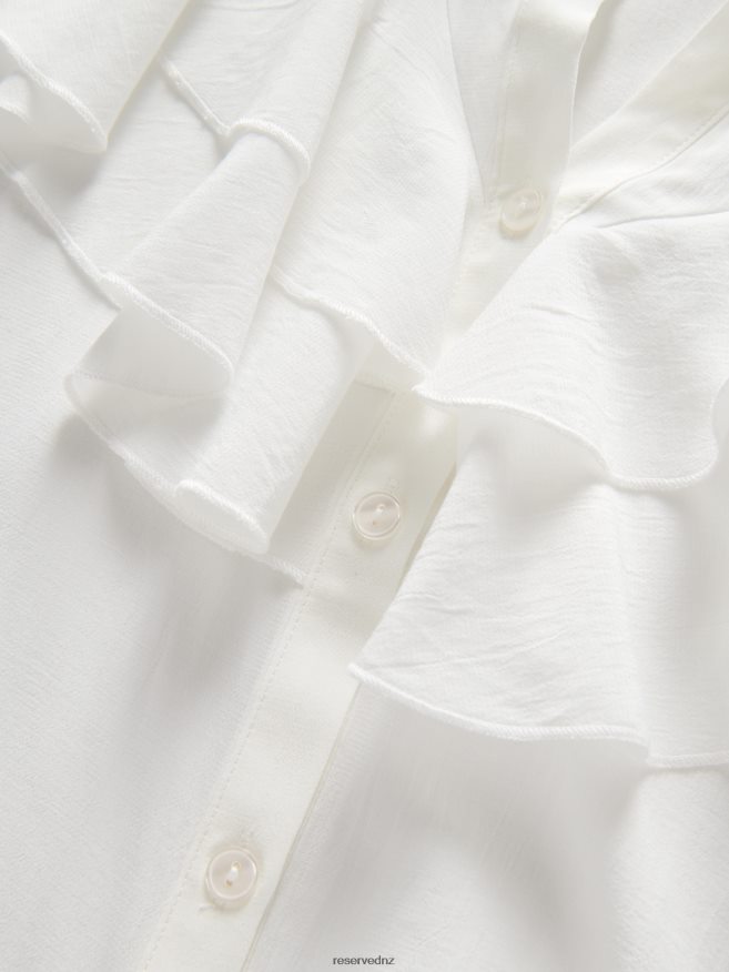 Reserved Women Shirt With Frill Detail P6H08T18 Apparel Cream