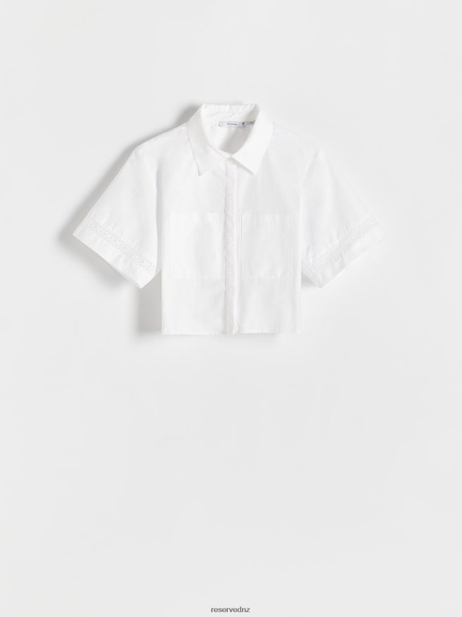 Reserved Women Shirt With Openwork Inserts P6H08T340 Apparel White