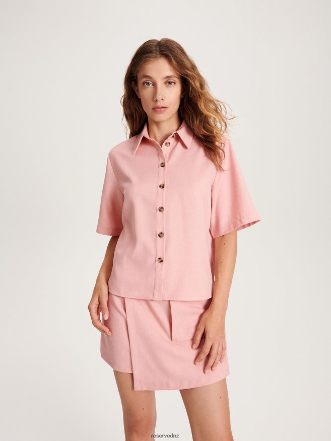 Reserved Women Short Sleeve Shirt P6H08T140 Apparel Pink