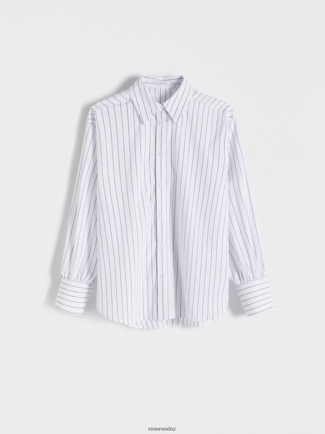 Reserved Women Stripe Cotton Shirt P6H08T275 Apparel Cream