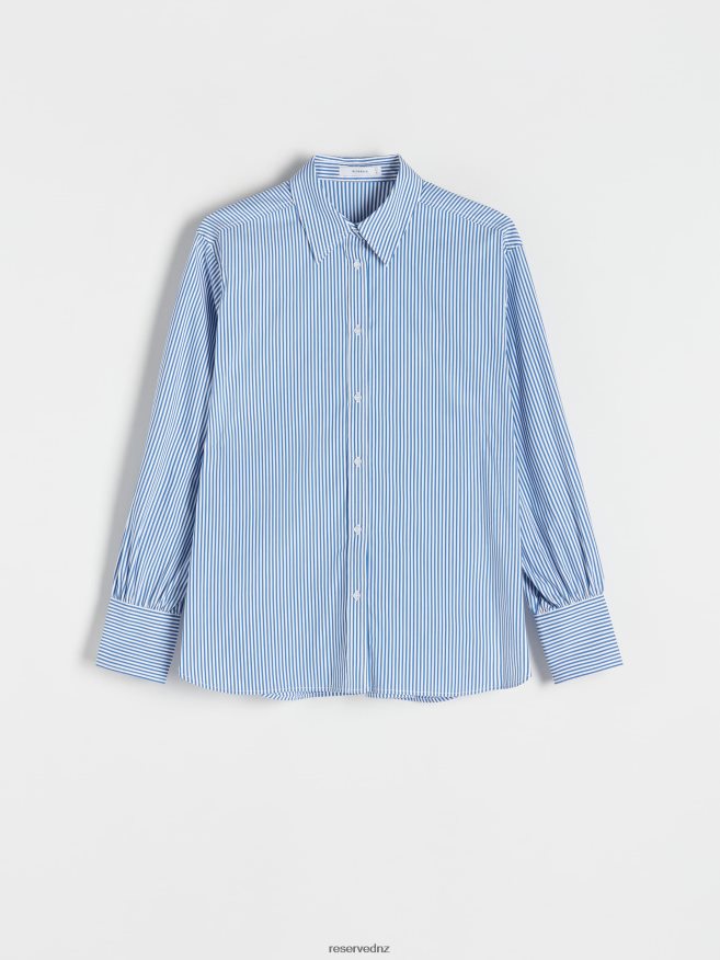 Reserved Women Stripe Cotton Shirt P6H08T286 Apparel Navy