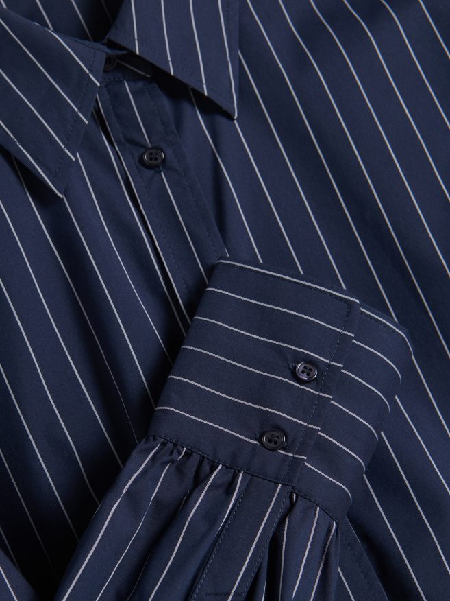 Reserved Women Stripe Cotton Shirt P6H08T40 Apparel Indigo