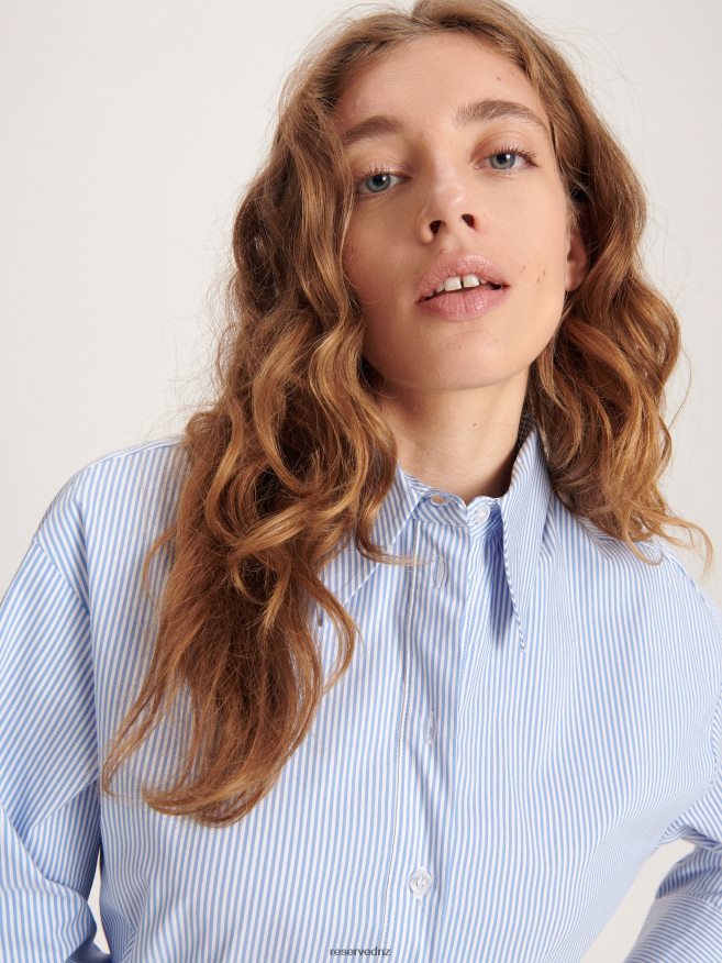 Reserved Women Striped Shirt P6H08T165 Apparel Pale Blue