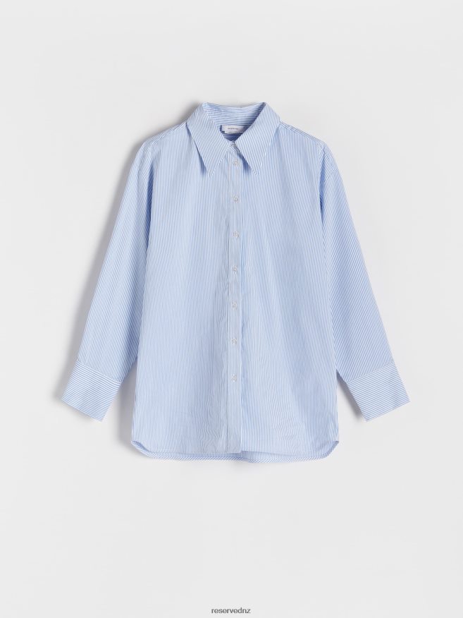 Reserved Women Striped Shirt P6H08T165 Apparel Pale Blue