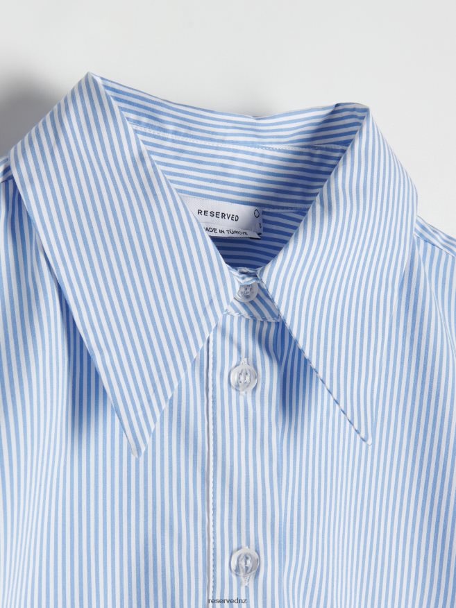 Reserved Women Striped Shirt P6H08T165 Apparel Pale Blue
