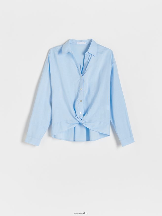 Reserved Women Viscose Rich Shirt P6H08T121 Apparel Light Blue