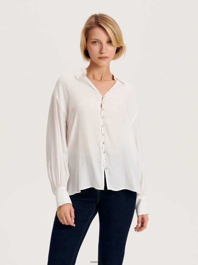 Reserved Women Viscose Rich Shirt P6H08T287 Apparel Cream