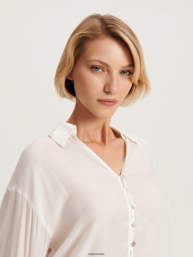 Reserved Women Viscose Rich Shirt P6H08T287 Apparel Cream