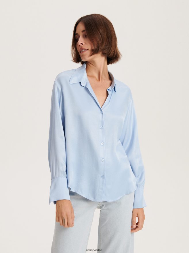 Reserved Women Viscose Shirt P6H08T145 Apparel Pale Blue