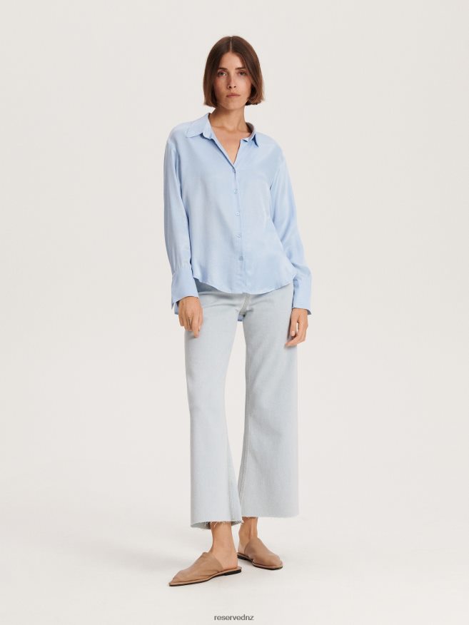 Reserved Women Viscose Shirt P6H08T145 Apparel Pale Blue