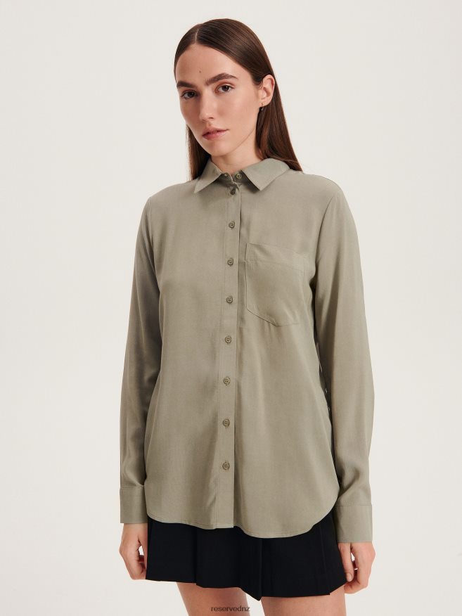 Reserved Women Viscose Shirt P6H08T284 Apparel Light Olive