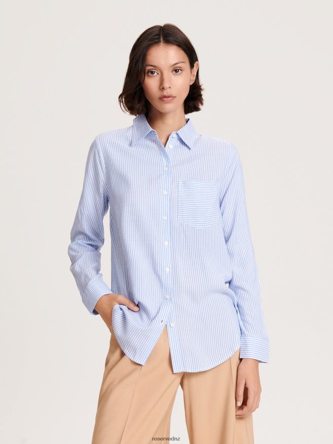 Reserved Women Viscose Shirt P6H08T64 Apparel Light Blue