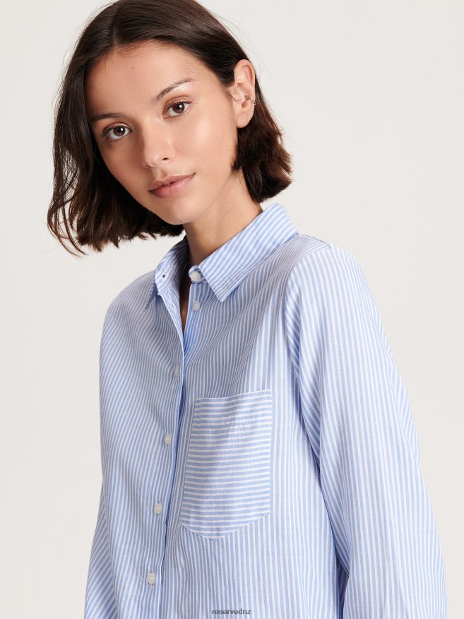 Reserved Women Viscose Shirt P6H08T64 Apparel Light Blue