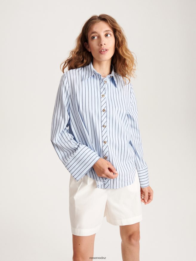 Reserved Women Wide Cuff Shirt P6H08T21 Apparel Light Blue