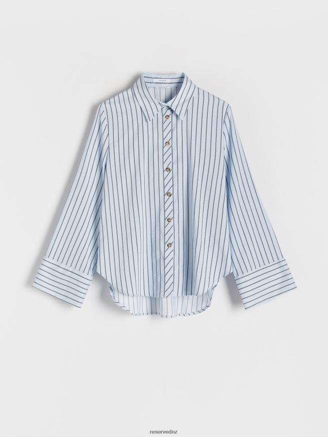 Reserved Women Wide Cuff Shirt P6H08T21 Apparel Light Blue