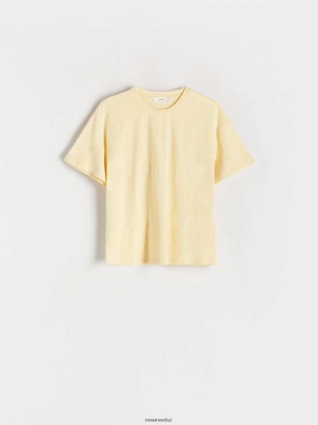 Reserved Women Boxy T-Shirt P6H08T390 Apparel Light Yellow