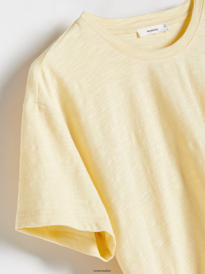 Reserved Women Boxy T-Shirt P6H08T390 Apparel Light Yellow