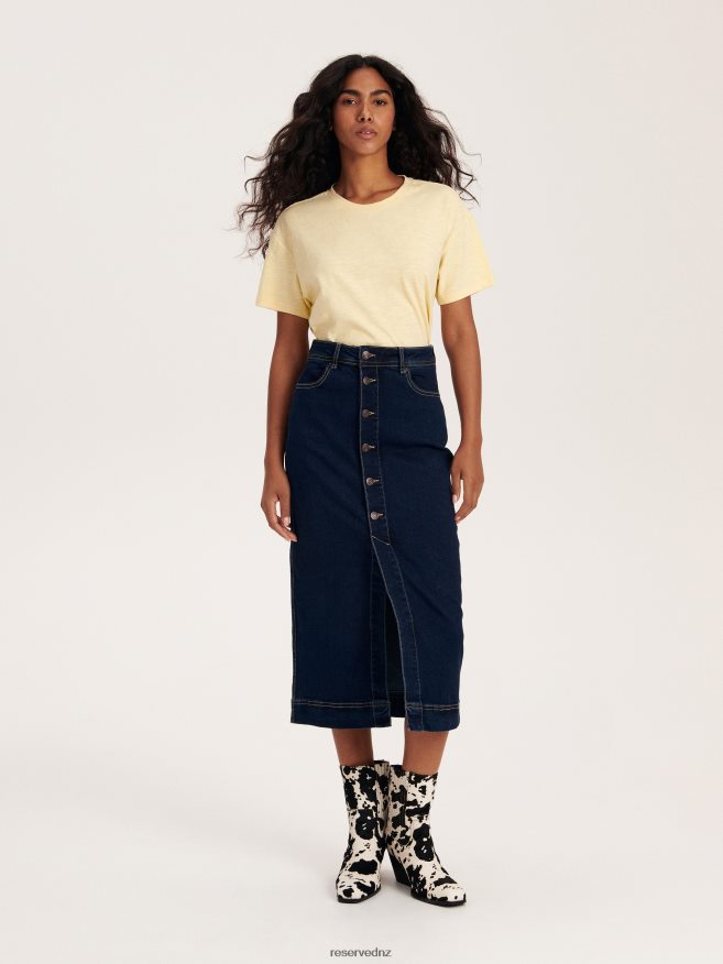 Reserved Women Boxy T-Shirt P6H08T390 Apparel Light Yellow