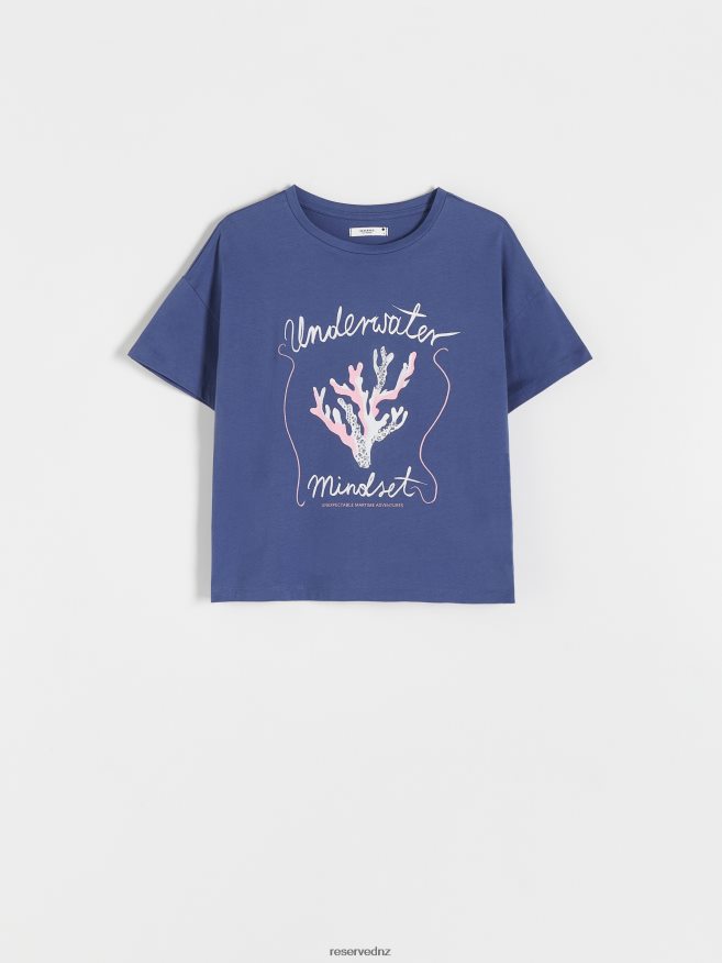 Reserved Women Boxy T-Shirt P6H08T473 Apparel Indigo
