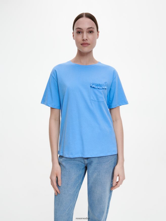 Reserved Women Cotton T-Shirt P6H08T476 Apparel Light Blue