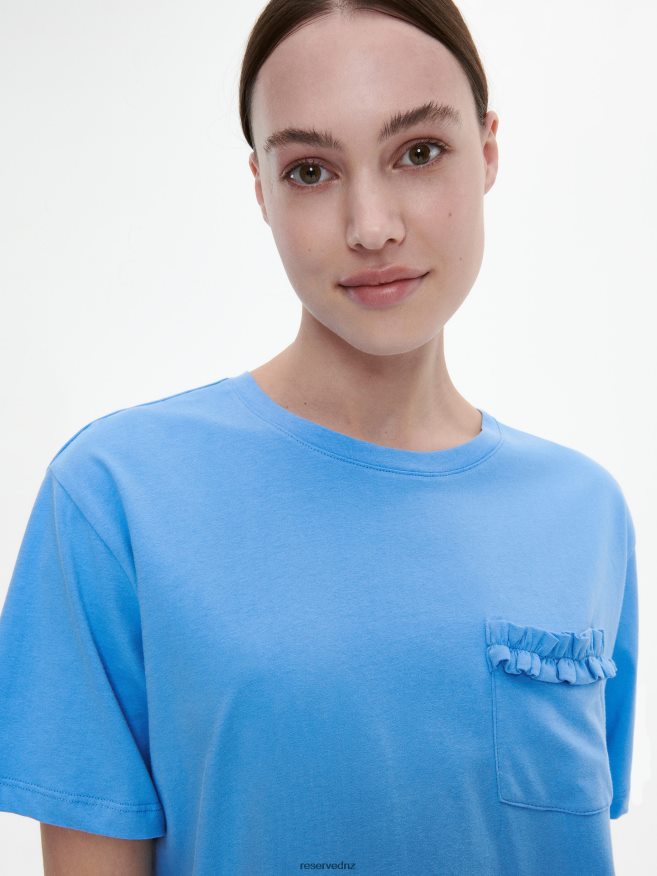 Reserved Women Cotton T-Shirt P6H08T476 Apparel Light Blue