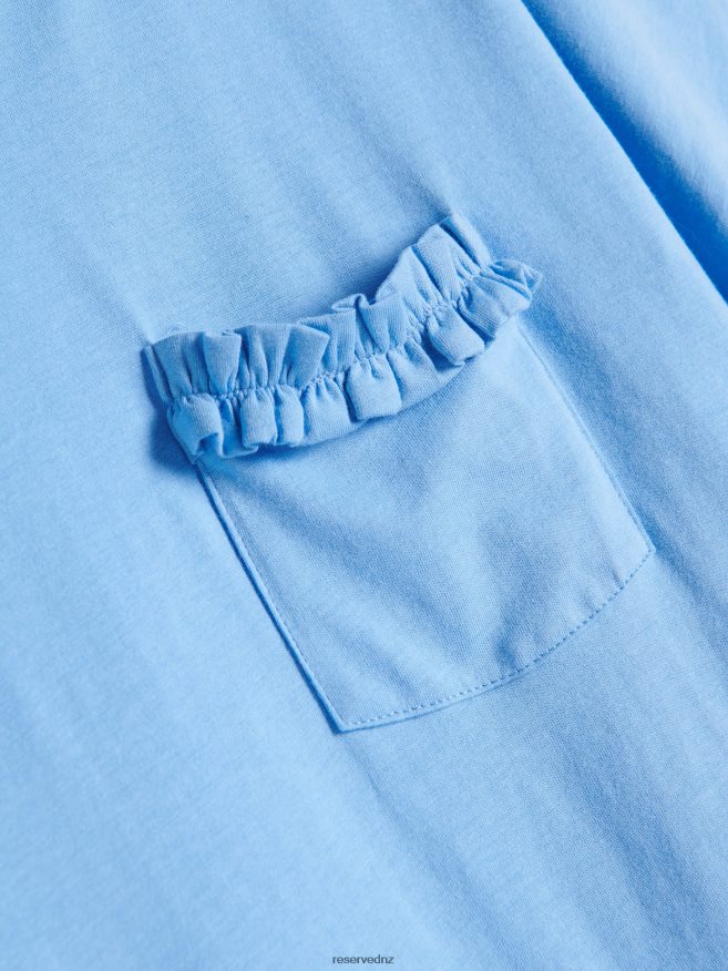 Reserved Women Cotton T-Shirt P6H08T476 Apparel Light Blue