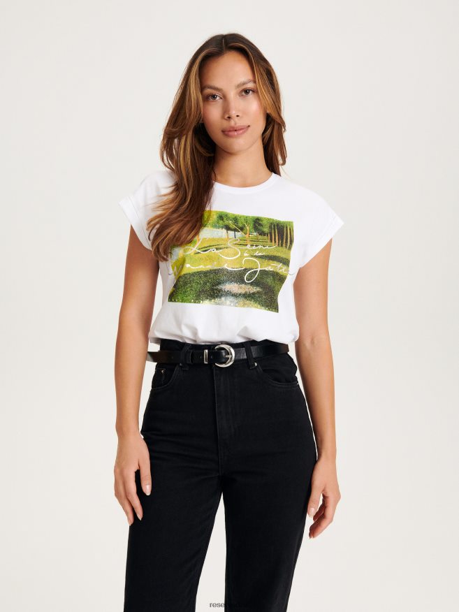 Reserved Women Kimono T-Shirt With Print P6H08T14 Apparel White