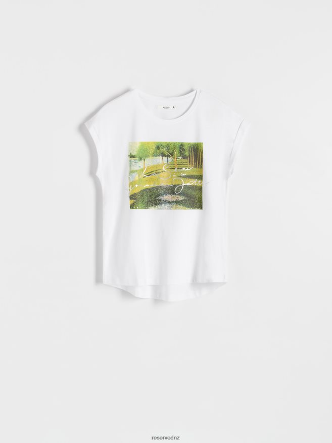 Reserved Women Kimono T-Shirt With Print P6H08T14 Apparel White