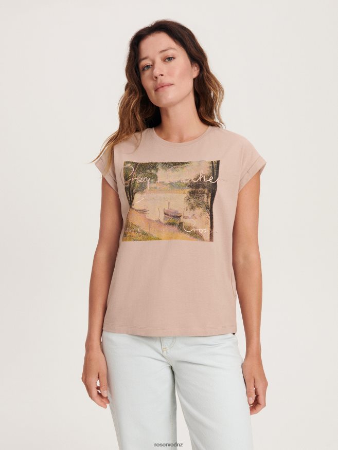 Reserved Women Kimono T-Shirt With Print P6H08T15 Apparel Beige