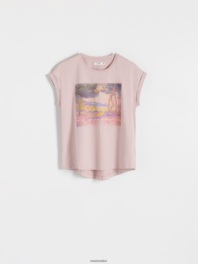 Reserved Women Kimono T-Shirt With Print P6H08T370 Apparel Pastel Pink