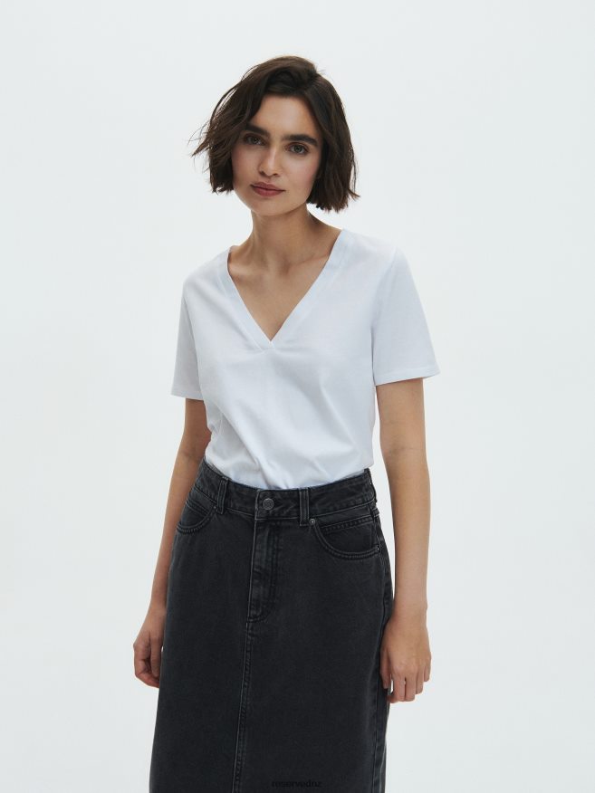 Reserved Women New Regular Fit T-Shirt P6H08T420 Apparel White