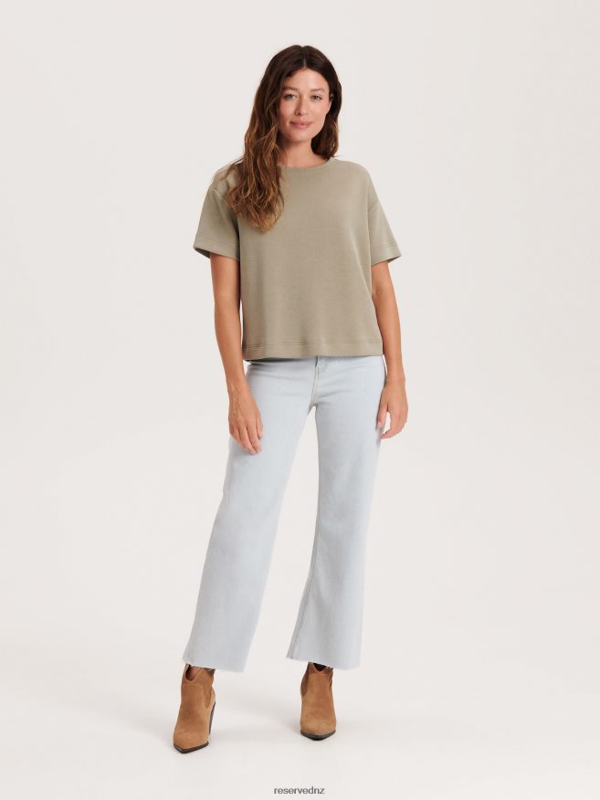 Reserved Women New Regular Fit T-Shirt P6H08T426 Apparel Brownish Green