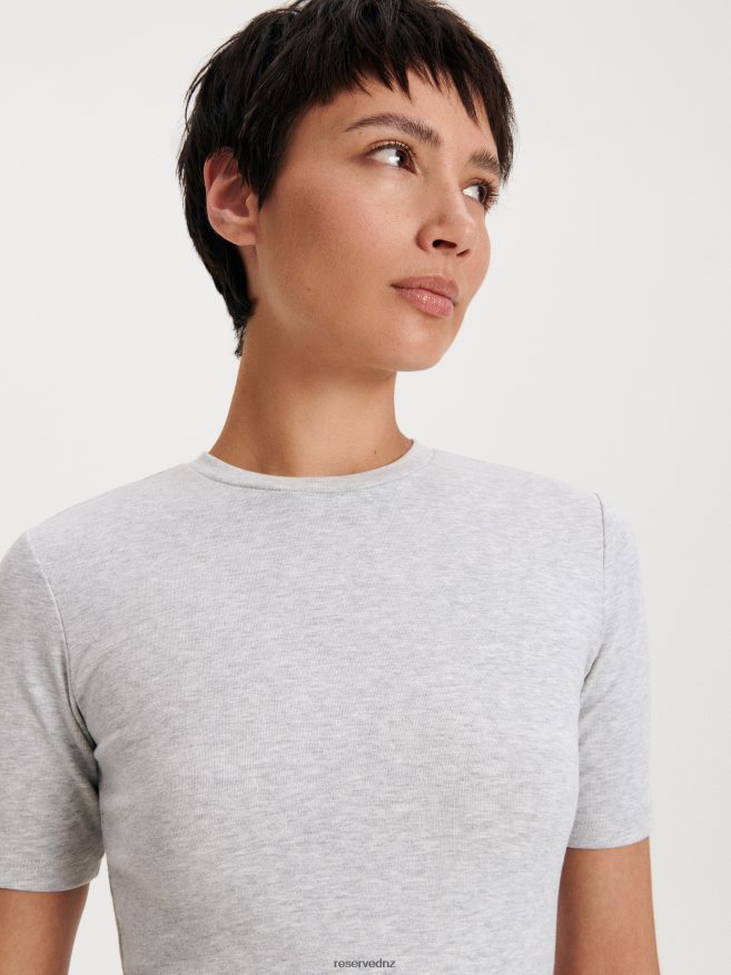 Reserved Women New Regular Fit T-Shirt P6H08T431 Apparel Light Grey