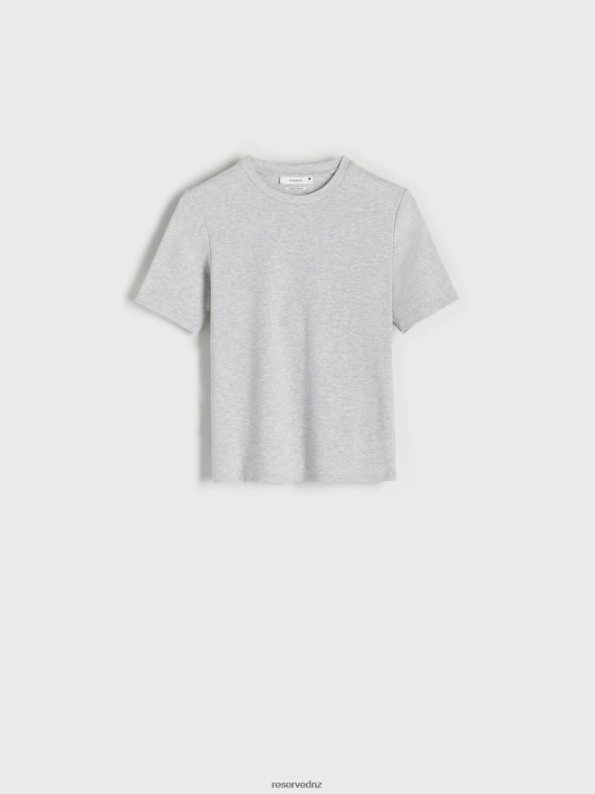 Reserved Women New Regular Fit T-Shirt P6H08T431 Apparel Light Grey