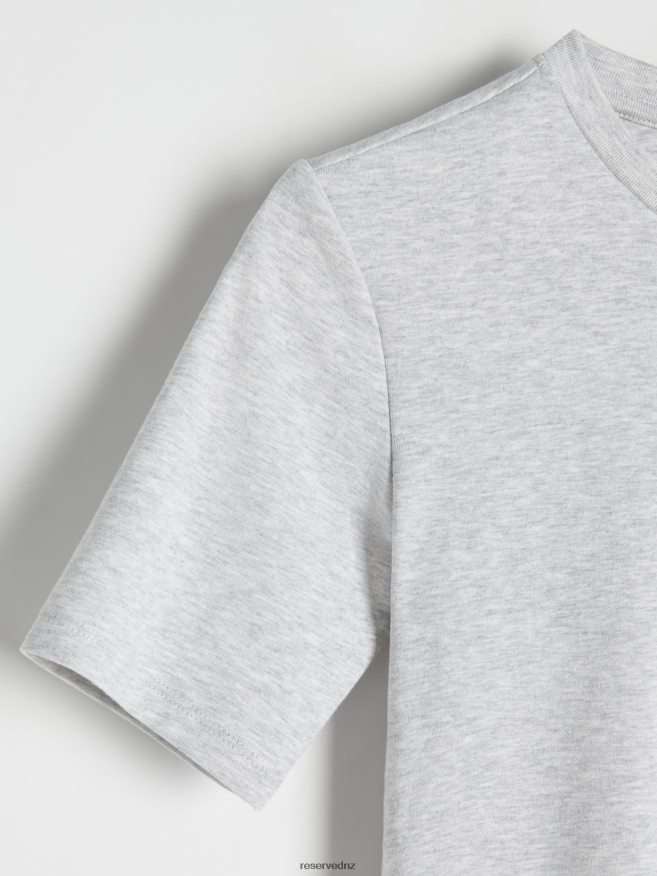 Reserved Women New Regular Fit T-Shirt P6H08T431 Apparel Light Grey