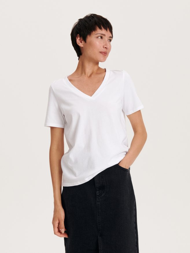 Reserved Women New Regular Fit T-Shirt P6H08T439 Apparel White