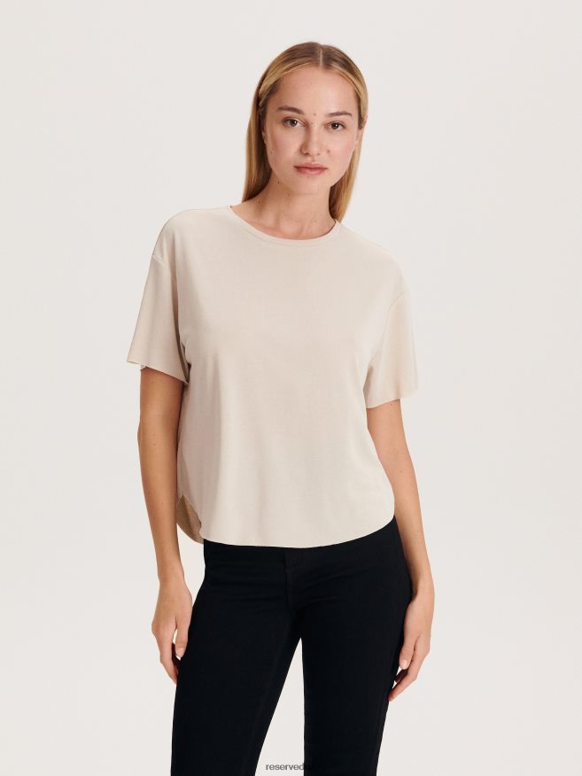 Reserved Women Oversized T-Shirt P6H08T422 Apparel Beige