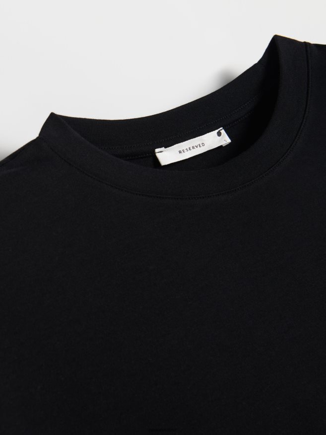 Reserved Women Padded Shoulder T-Shirt P6H08T514 Apparel Black