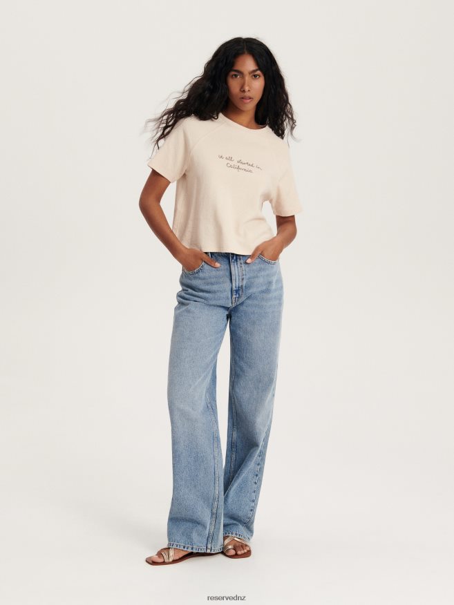 Reserved Women Printed T-Shirt P6H08T481 Apparel Beige