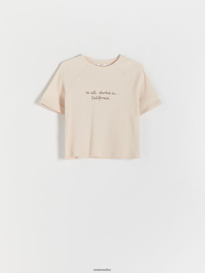 Reserved Women Printed T-Shirt P6H08T481 Apparel Beige