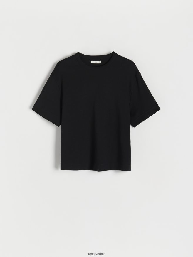 Reserved Women Regular Fit Cotton T-Shirt P6H08T477 Apparel Black
