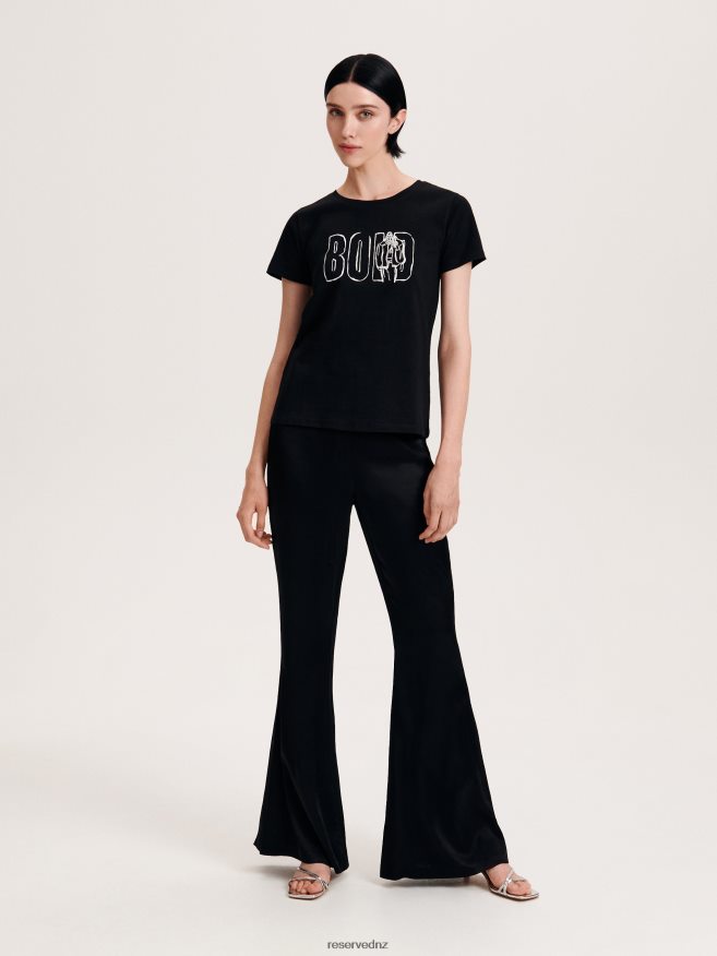 Reserved Women Regular Fit T-Shirt With Print P6H08T484 Apparel Black