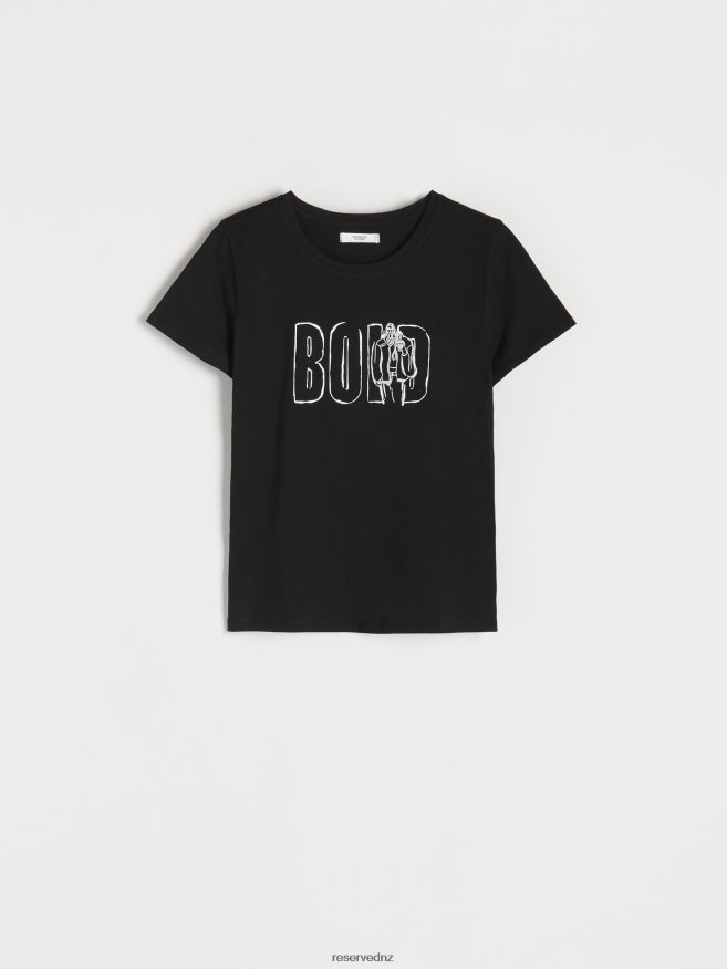 Reserved Women Regular Fit T-Shirt With Print P6H08T484 Apparel Black