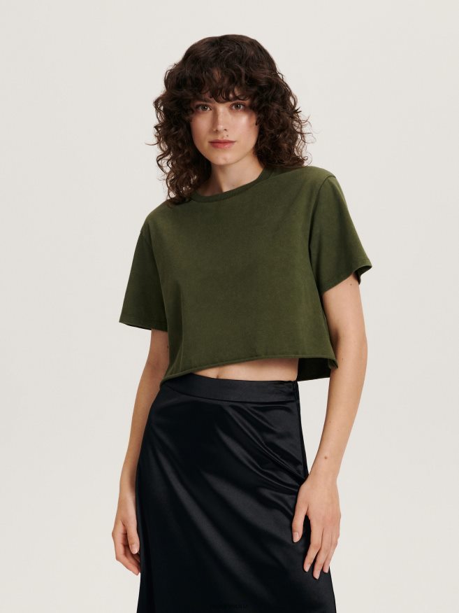 Reserved Women Short T-Shirt P6H08T479 Apparel Olive